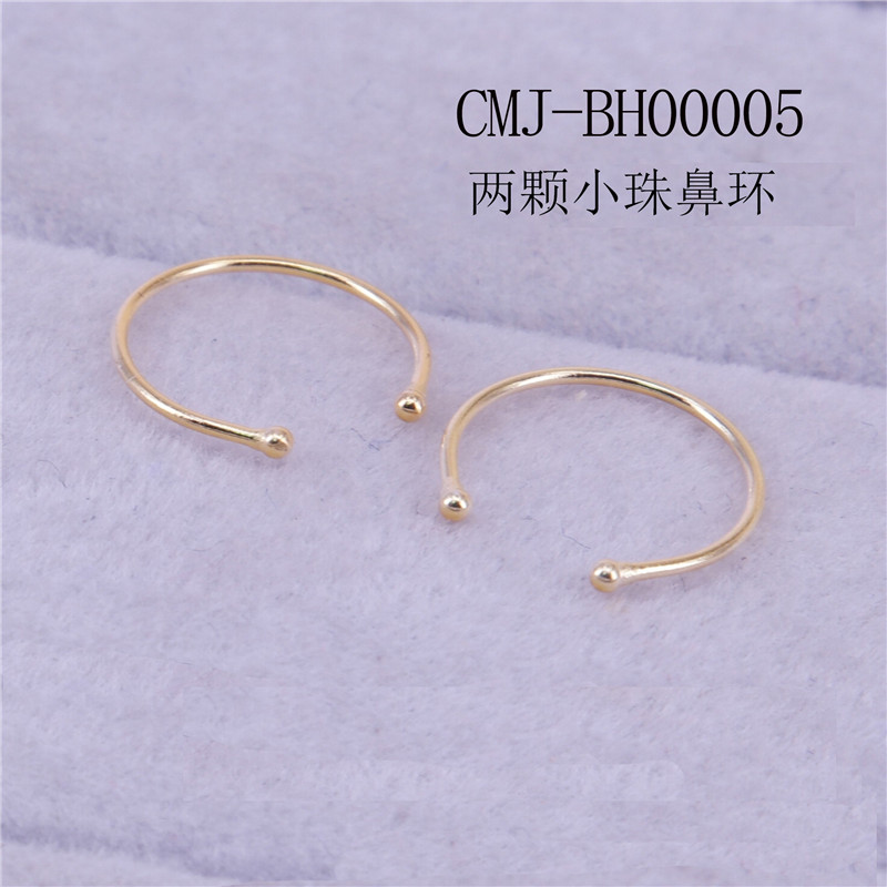 Double Ball-End Nose Hoop - Gold-Tone Copper Nose Ring with Bead Tips for Women Double Ball-End Nose Hoop - Gold-Tone Copper Nose Ring with Bead Tips for Women