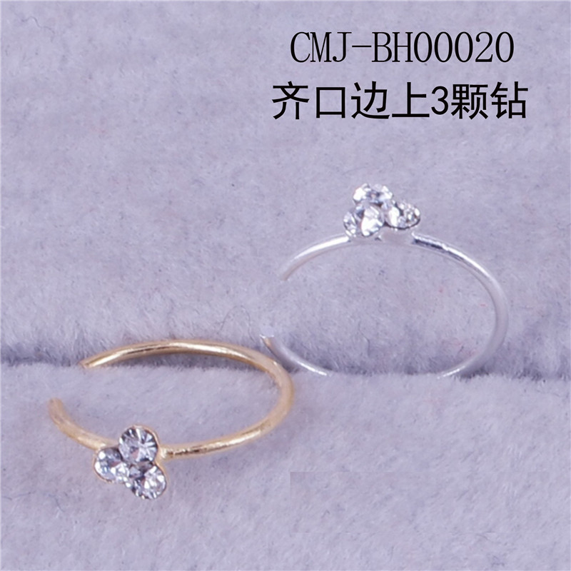 Side Trio CZ Nose Hoop - Flush Copper Nose Ring with Three Side Crystals for Women Side Trio CZ Nose Hoop - Flush Copper Nose Ring with Three Side Crystals for Women