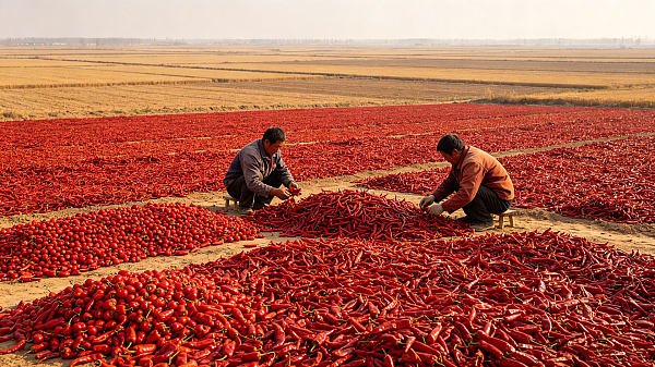 Henan lies in the central heartland of the Central Plains, where fertile and deep soil covers vast alluvial plains. The region enjoys balanced sunlight across all four seasons and more than 20 million mu of contiguous farmland, making it suitable for large-scale pepper cultivation. Central Plains small peppers are small, rounded, and firm-fleshed, with a clean, refreshing heat. New-generation peppers are high-yielding and plump, with outstanding bright-red color. Peppers are allowed to mature naturally and fully in the fields, then the plants are pulled up together and dried locally. After harvesting and drying, they undergo multiple rounds of meticulous manual selection, with strict control over defective and green peppers to ensure stable color and flavor from the source.