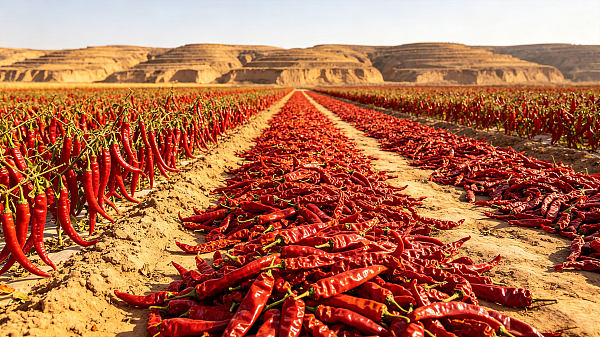 The Weibei dryland area of the Guanzhong Plain in Shaanxi receives more than 2,100 hours of sunlight annually. Its deep, loose loess soil and substantial day-night temperature differences promote the accumulation of oils and capsaicin, making it a core production area for authentic Qin peppers. The main varieties are 8819 long-line peppers and Xingping Qicun Red Qin peppers. They are slender and bright red, with evenly wrinkled skin, rich and oily flesh, a mellow and long-lasting pepper aroma, and vivid coloring without darkening. After the peppers reach full natural maturity, the entire plants are harvested together, laid flat in the fields for drying, and carefully hand-selected through multiple stages to remove impurities and green peppers.