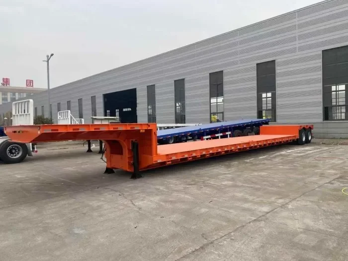 2 Axles Lowboy Cargo Semi Truck Trailer