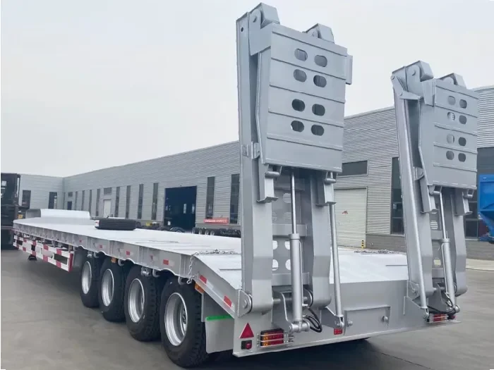 4 Axles Hydraulic Ramp Lowbed Semi Trailer