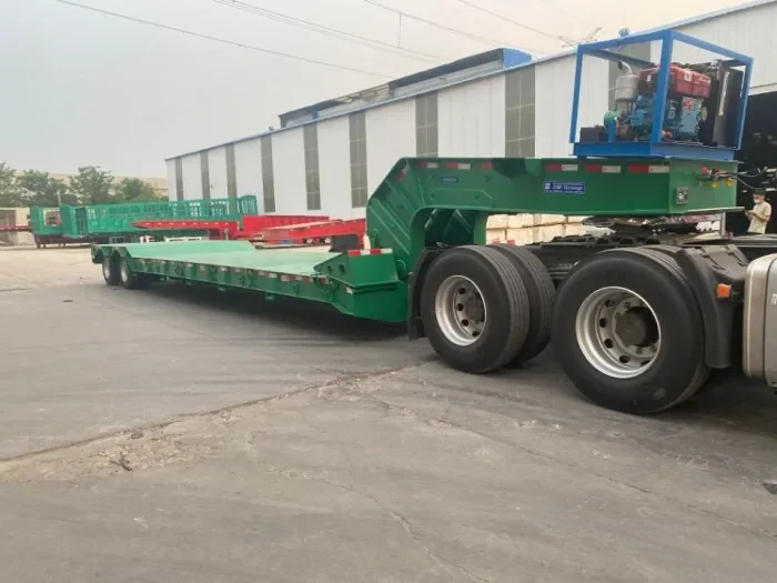 2 axle Front loading hydraulic goose neck low bed semi trailer