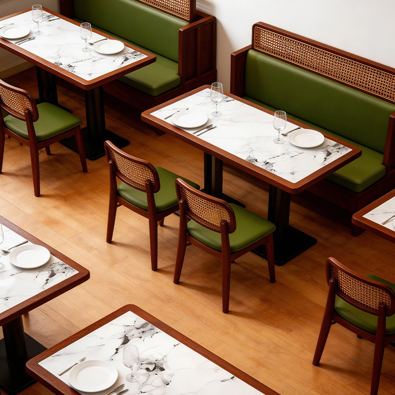 Simple solid wood dining restaurant booth restaurant barbecue restaurant hotpot table restaurant wall booth restaurant commercial table and chairs