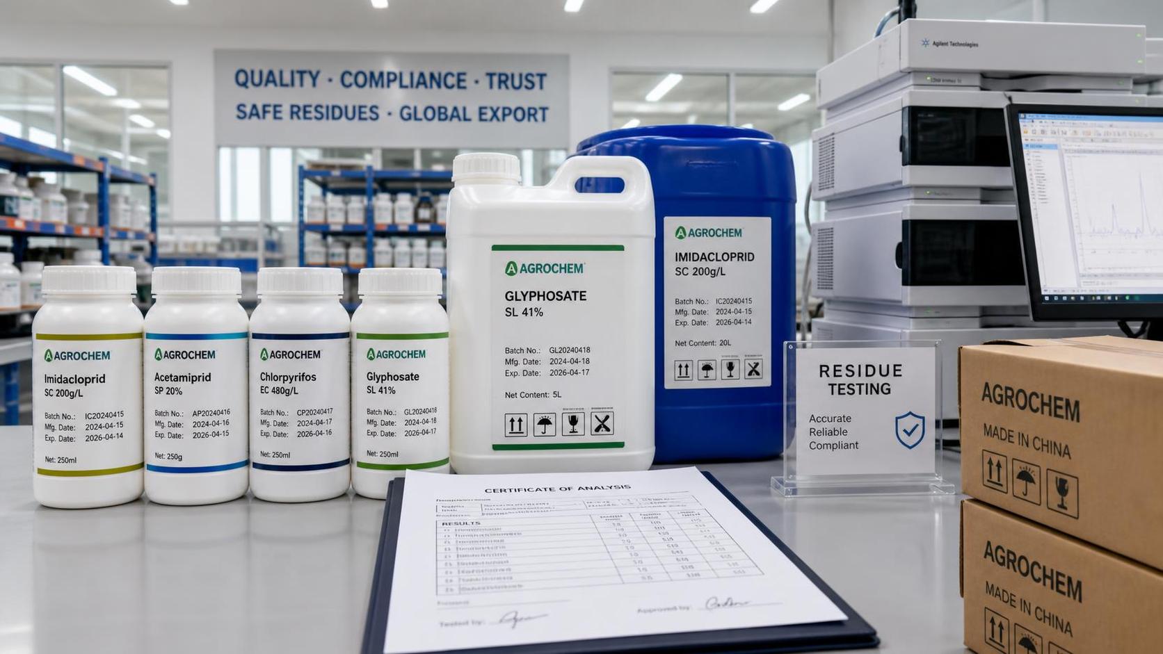 What residue and labeling rules matter when exporting agricultural chemicals