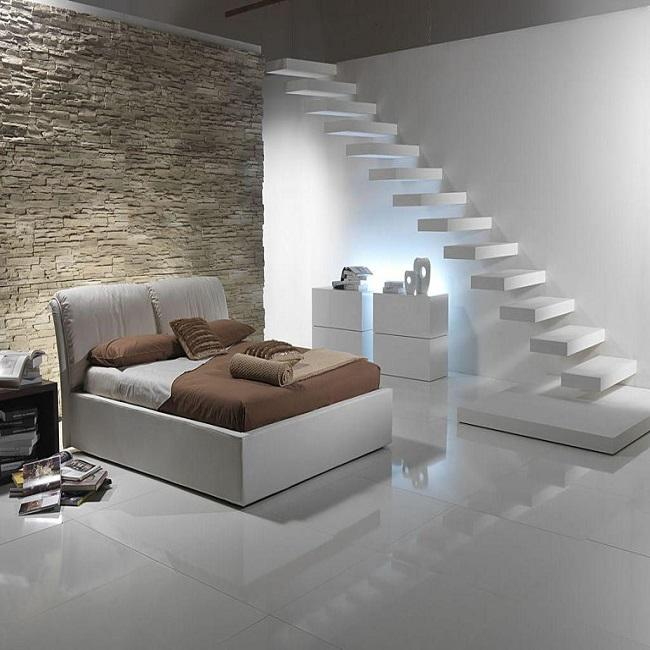 Indoor floating staircase without railings, high-quality ladder