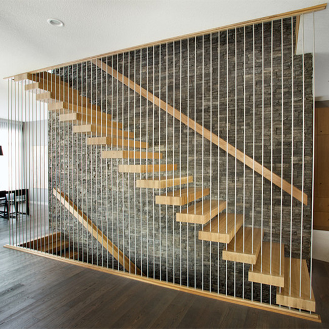 Modular luxury floating staircase custom design staircase wooden house tread ladder