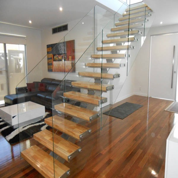 Modular luxury floating staircase custom design staircase wooden house tread ladder