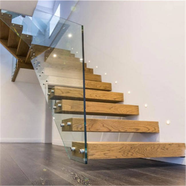 Modular luxury floating staircase custom design staircase wooden house tread ladder