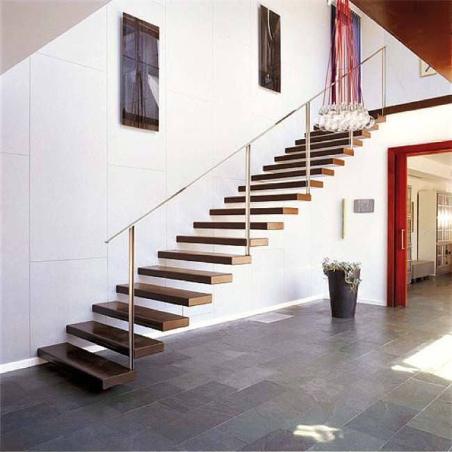 Modular luxury floating staircase custom design staircase wooden house tread ladder