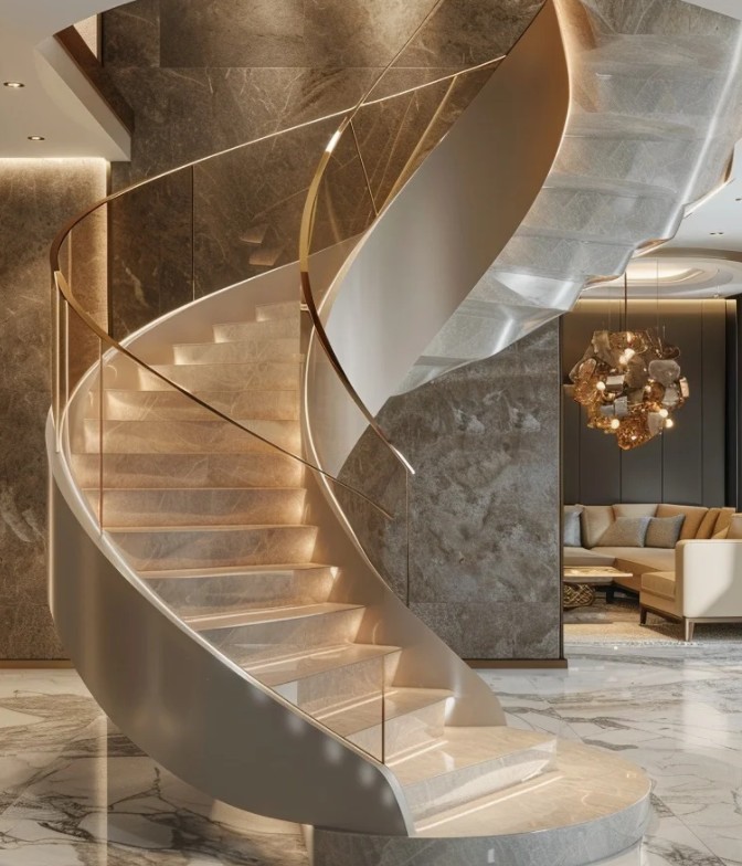 Customized design staircase with accessories, luxurious feel, indoor staircase