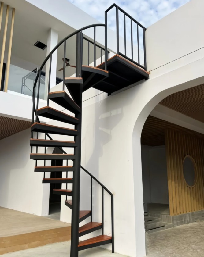 Galvanized steel compact spiral staircase for small space solutions, easy to install staircase