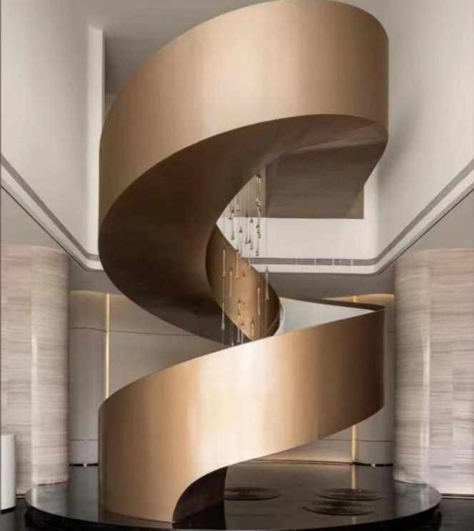 Champagne Gold Double Plate Helical Staircase