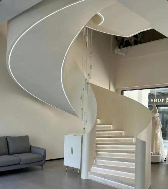 White Sculptural Helical Staircase (Model 2206)
