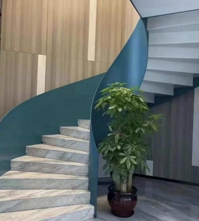 Teal Curved Helical Staircase (Model 2207)