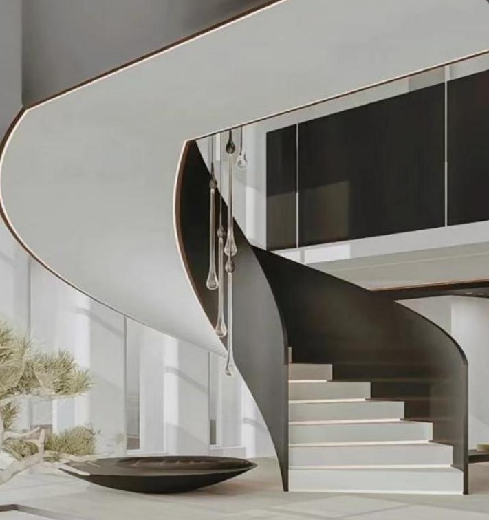 Black and White Twin Helical Staircase (Model 2209)