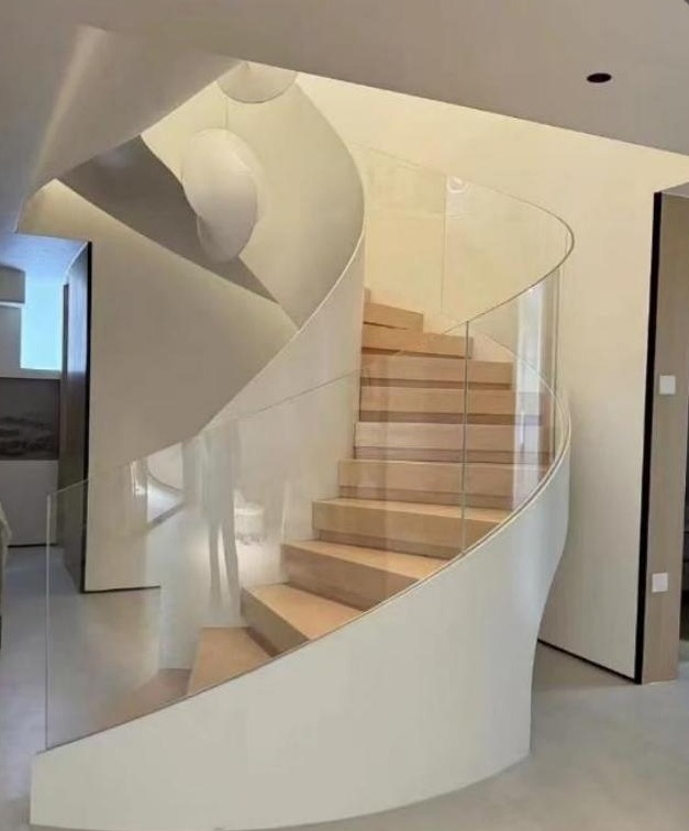 White Helical Glass Staircase (Model 3203)