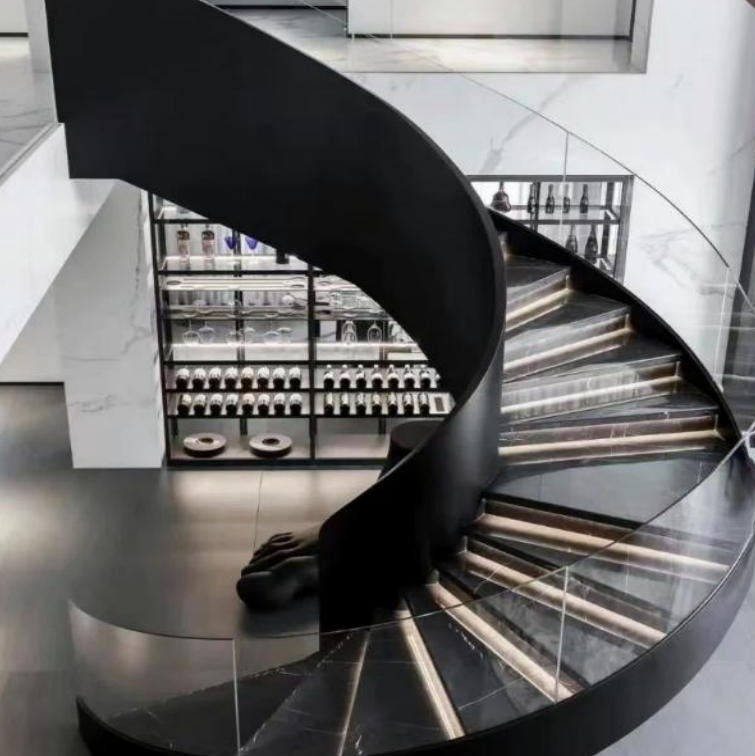 Black Helical Glass Staircase (Model 3204)