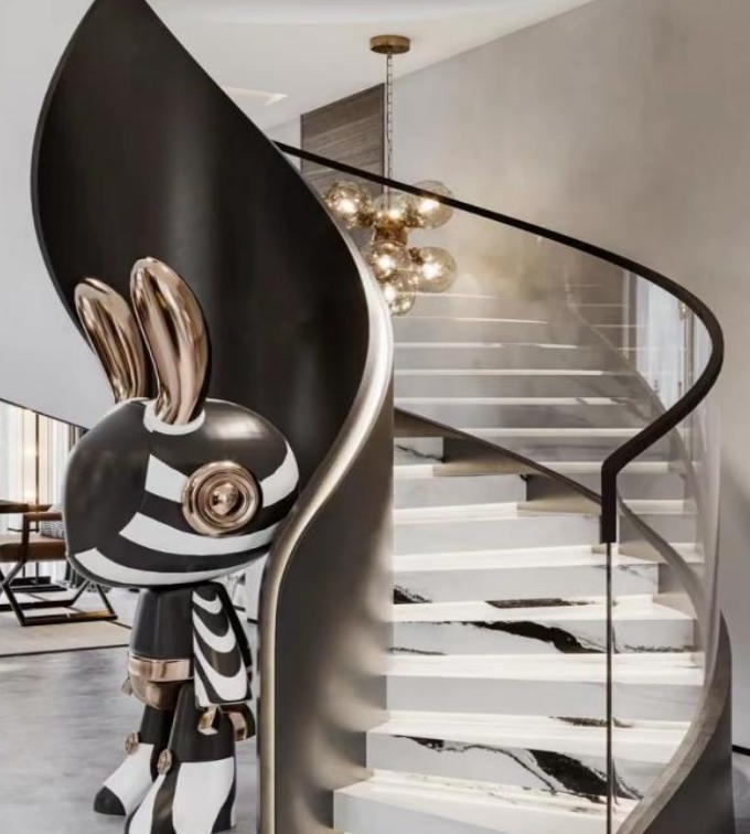 Black Curved Glass Staircase (Model 8206)