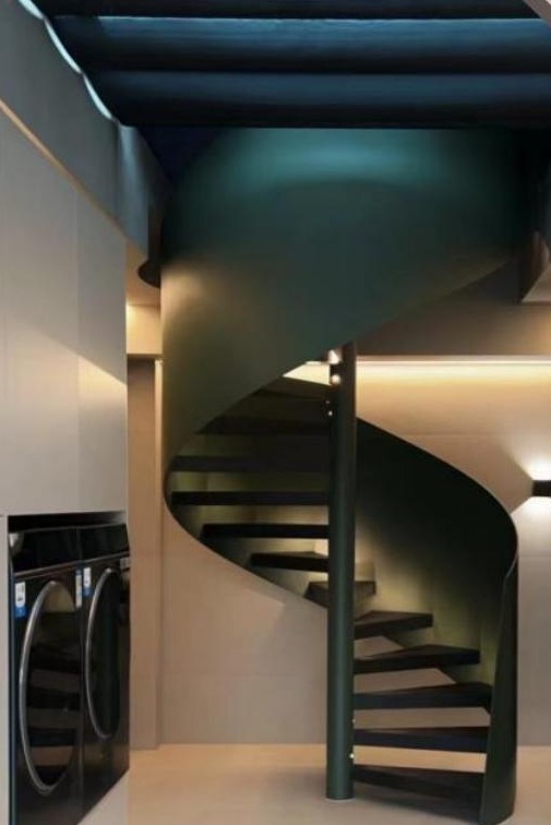 Black Space-Saving Spiral Staircase (Model 9207)