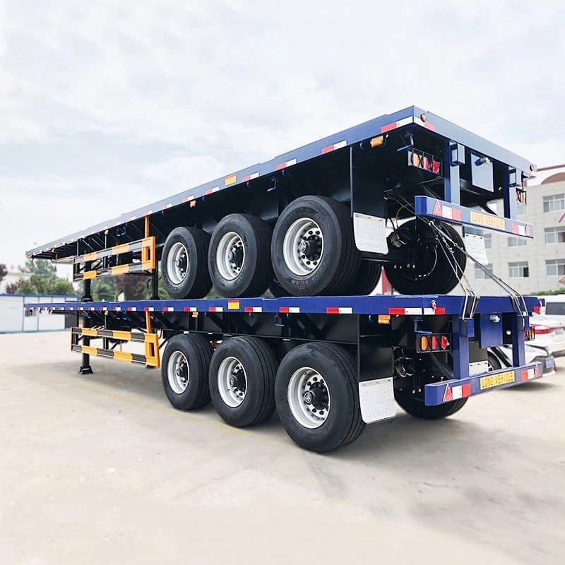 مقطورة مسطحة منخفضة ثلاثية المحاور 50 Ton