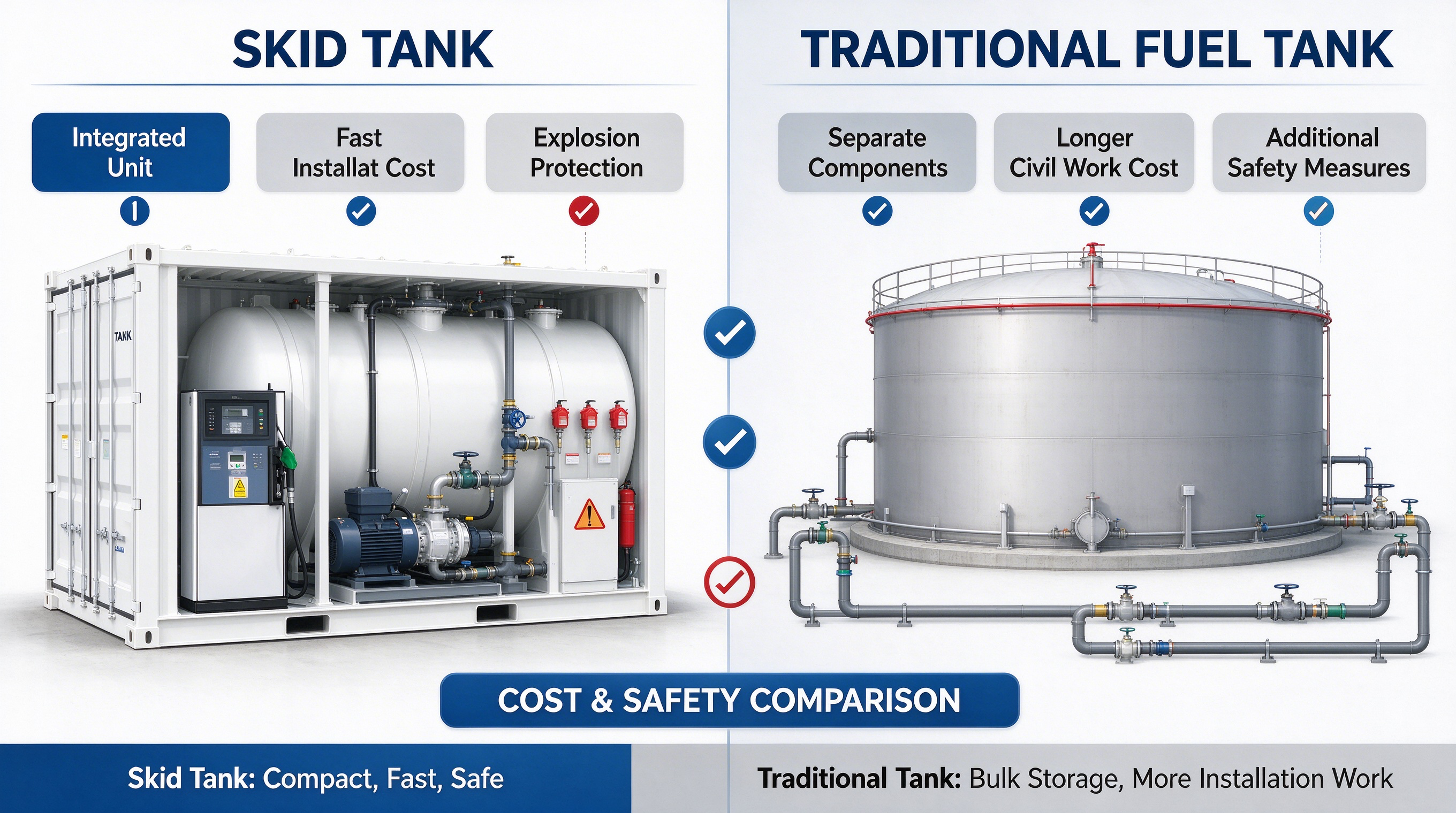 Skid Tank vs Traditional Fuel Tank: Cost & Safety Comparison