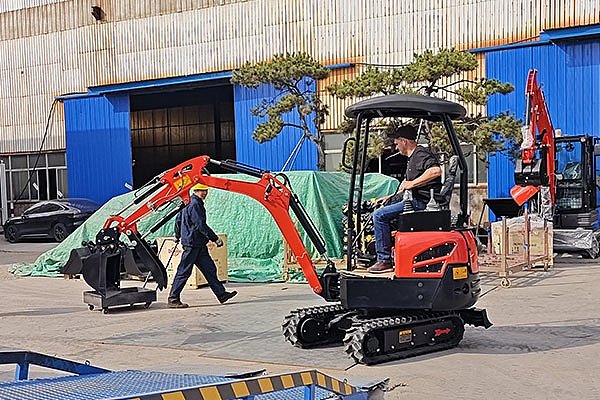 Indian customer test-drove a mini excavator