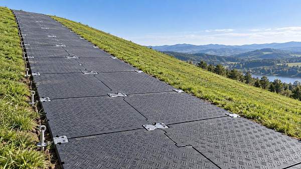 How to prevent PE ground protection mats from shifting on slopes