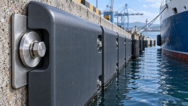 What causes marine fender panels to crack around bolt holes?