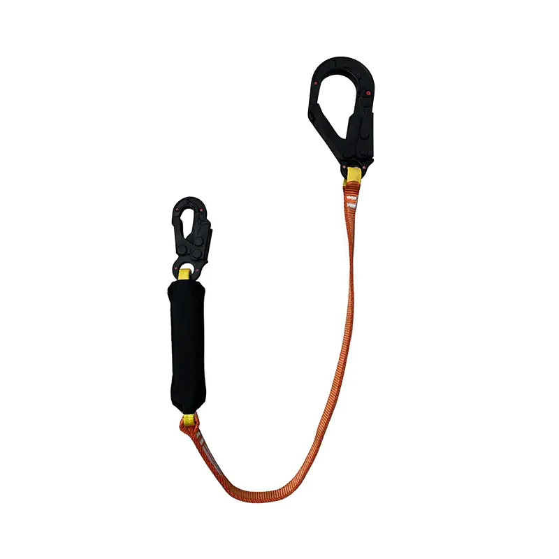 LS13 Single Dielectric Lanyard With Insulated Hooks And Double-Deck Polyester Webbing