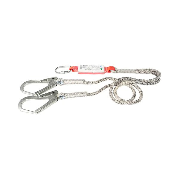 L02 fall protection twin lanyard with polyamide rope and shock absorber
