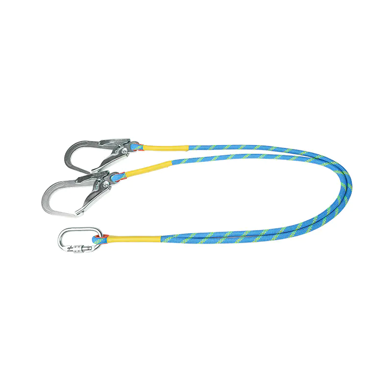 L13 Rope Restraint double Lanyard, 2 Hooks and one carabiner