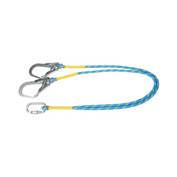 L13 Rope Restraint double Lanyard, 2 Hooks and one carabiner