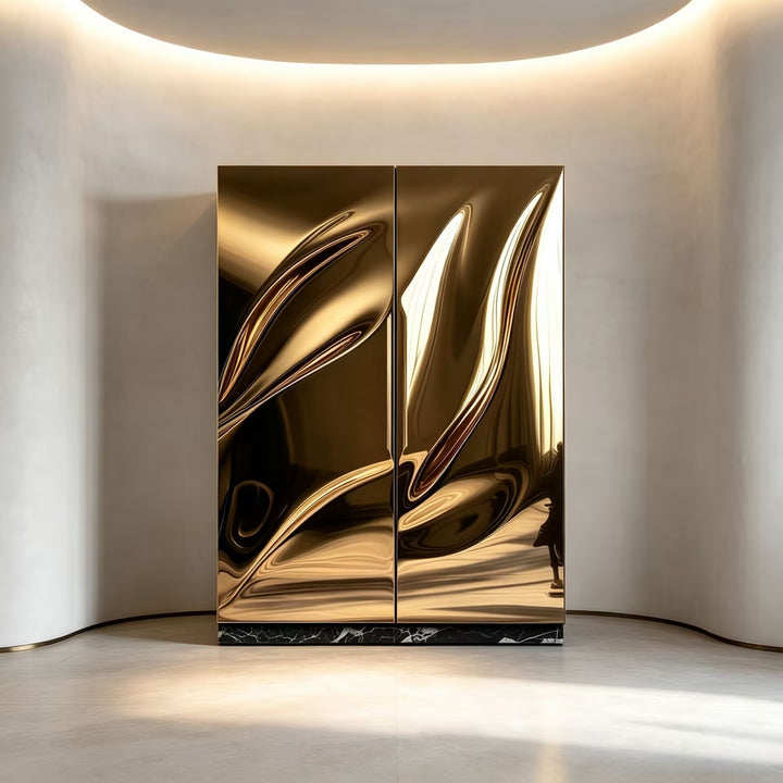 Radiance Creativity Curved Surface Stainless Steel Wardrobe