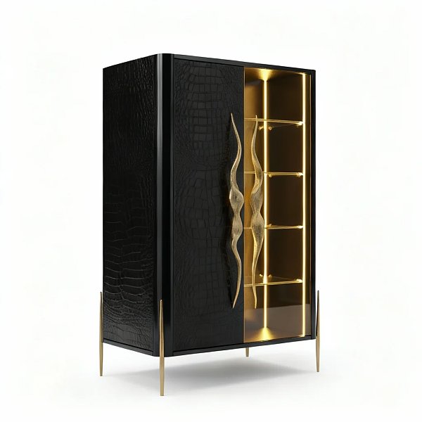 Luxurious and noble crocodile leather LED Luna E17 wine cabinet