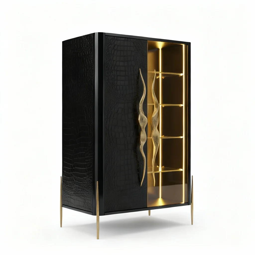 Luxurious and noble crocodile leather LED Luna E17 wine cabinet