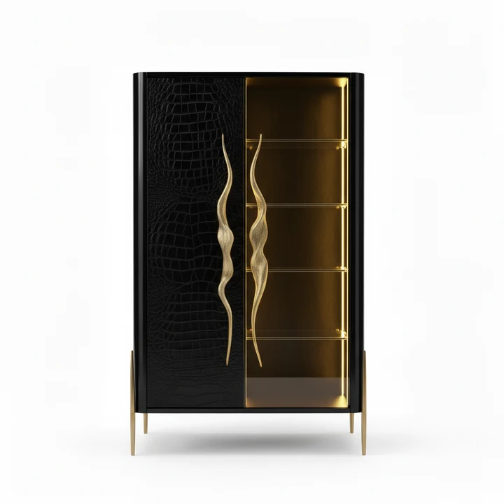 Luxurious and noble crocodile leather LED Luna E17 wine cabinet