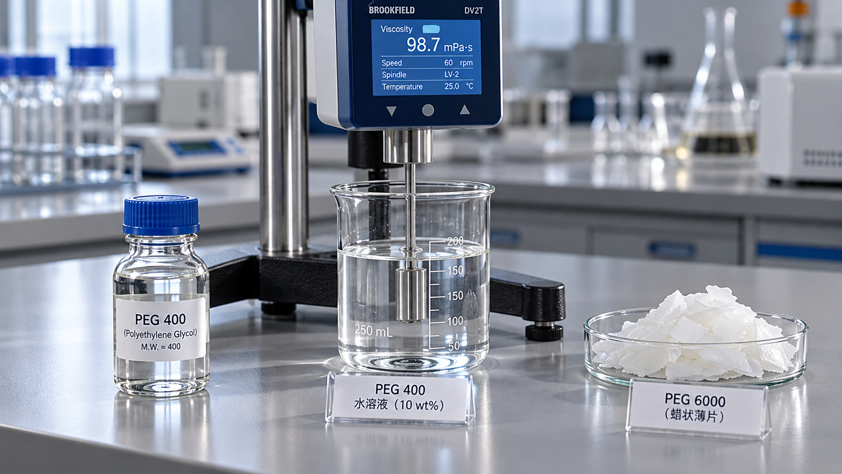 Polyethylene Glycol Molecular Weight: Effects on Viscosity and Solubility