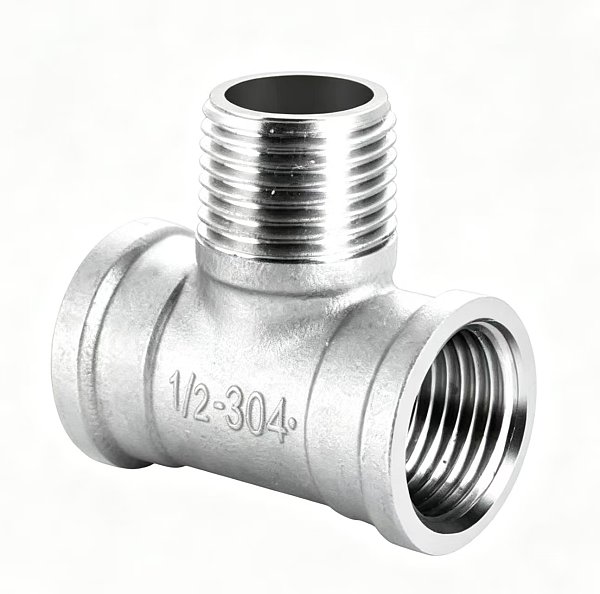 Stainless steel union three-way connector