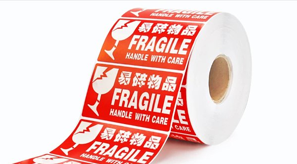 Red Fragile - Do Not Double Stack  Labels Roll