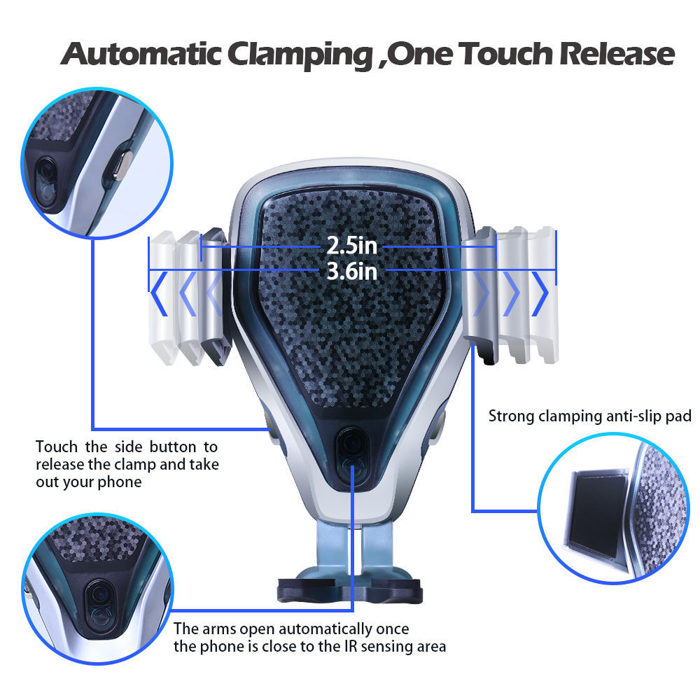 SPY Auto Clamping Wireless Car Charger Mount structure SPY Auto Clamping Wireless Car Charger Mount structure