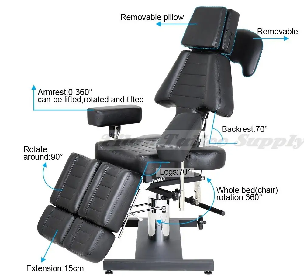 2024 InkBed™ Hydraulic Tattoo Table & Bed (BLACK) - Salon Equipment Center