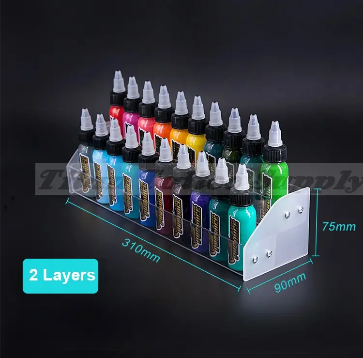 wallmounted acrylic tattoo ink bottle display for 50 bottles ink