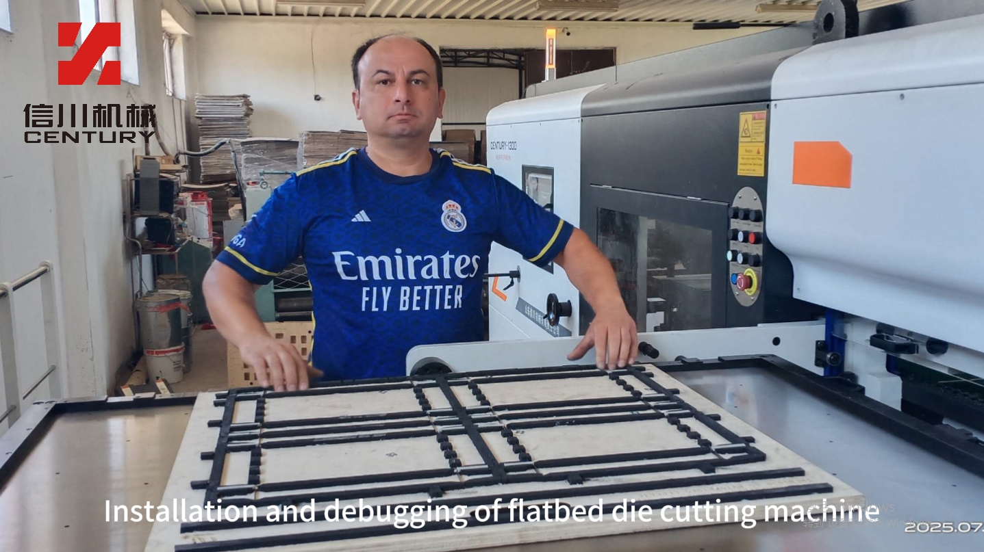 Semi-automatic MWB1300 flatbed die-cutting  machine successfully ran on trial in Macedonia