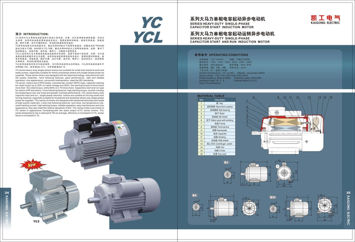 YC YCL SERIES NEW TYPE SINGLE PHASE MOTOR