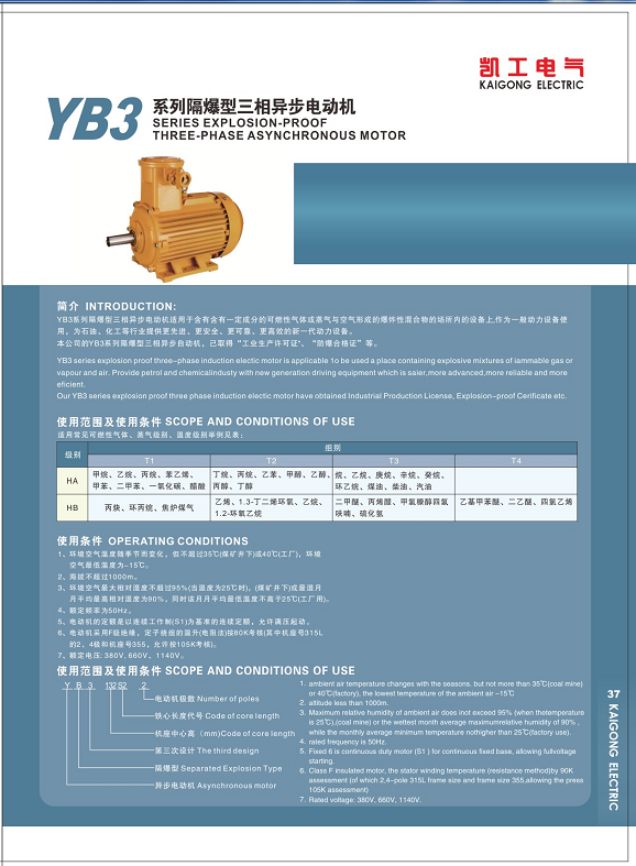 YB3 SERIES EXPLOSION-PROOF THREE-PHASES ASYNCHRONOUS MOTOR