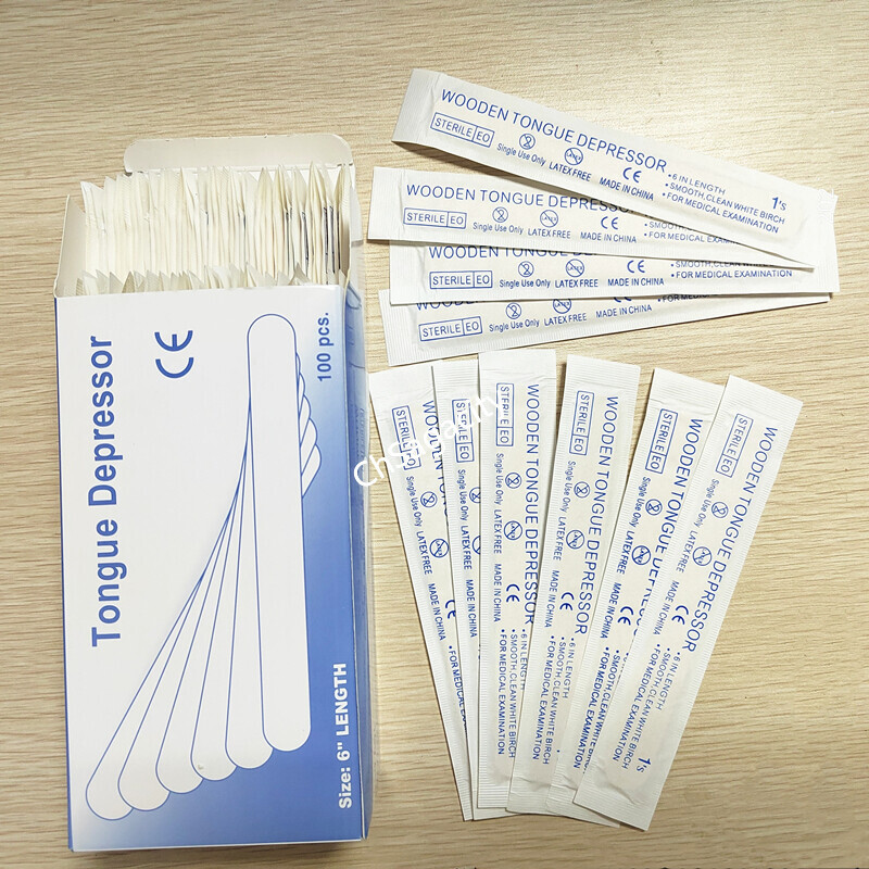 150mm paper individual wrapped wood tongue depressor