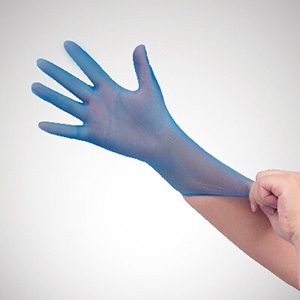 blue pvc glove