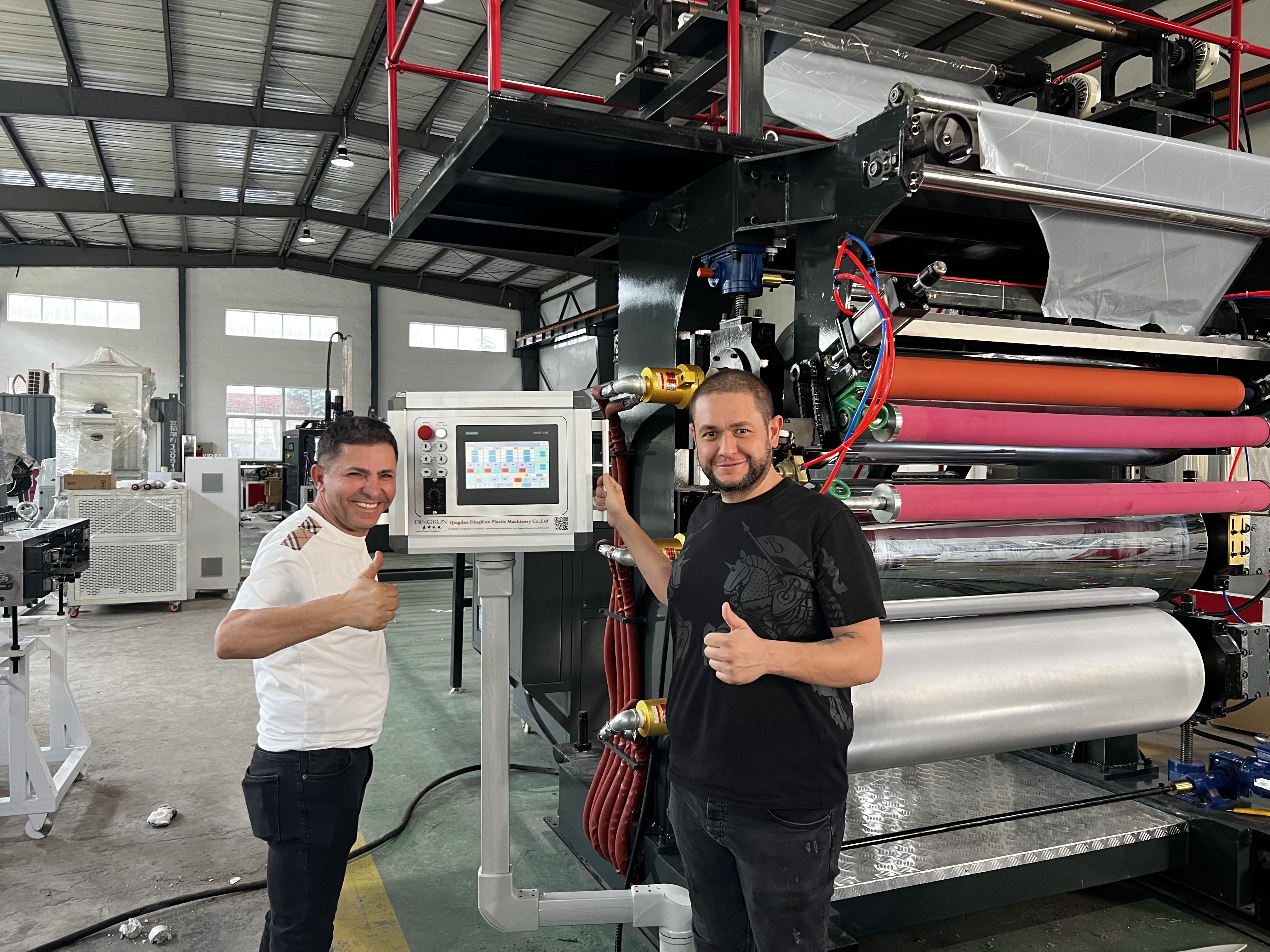 Celebrating Qingdao Dingkun Machinery Co., Ltd.'s Successful High-Speed PVC Marble Sheet Machine Testing for Turkish Clients
