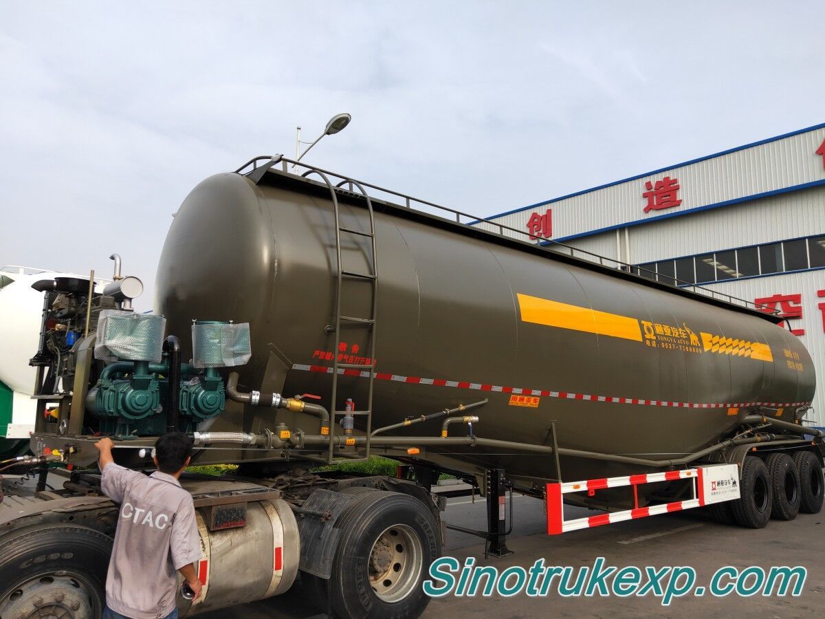 3 Axles Bulk Cement Tank Semi Trailer 69m³ W Type（Carbon Steel Tank)